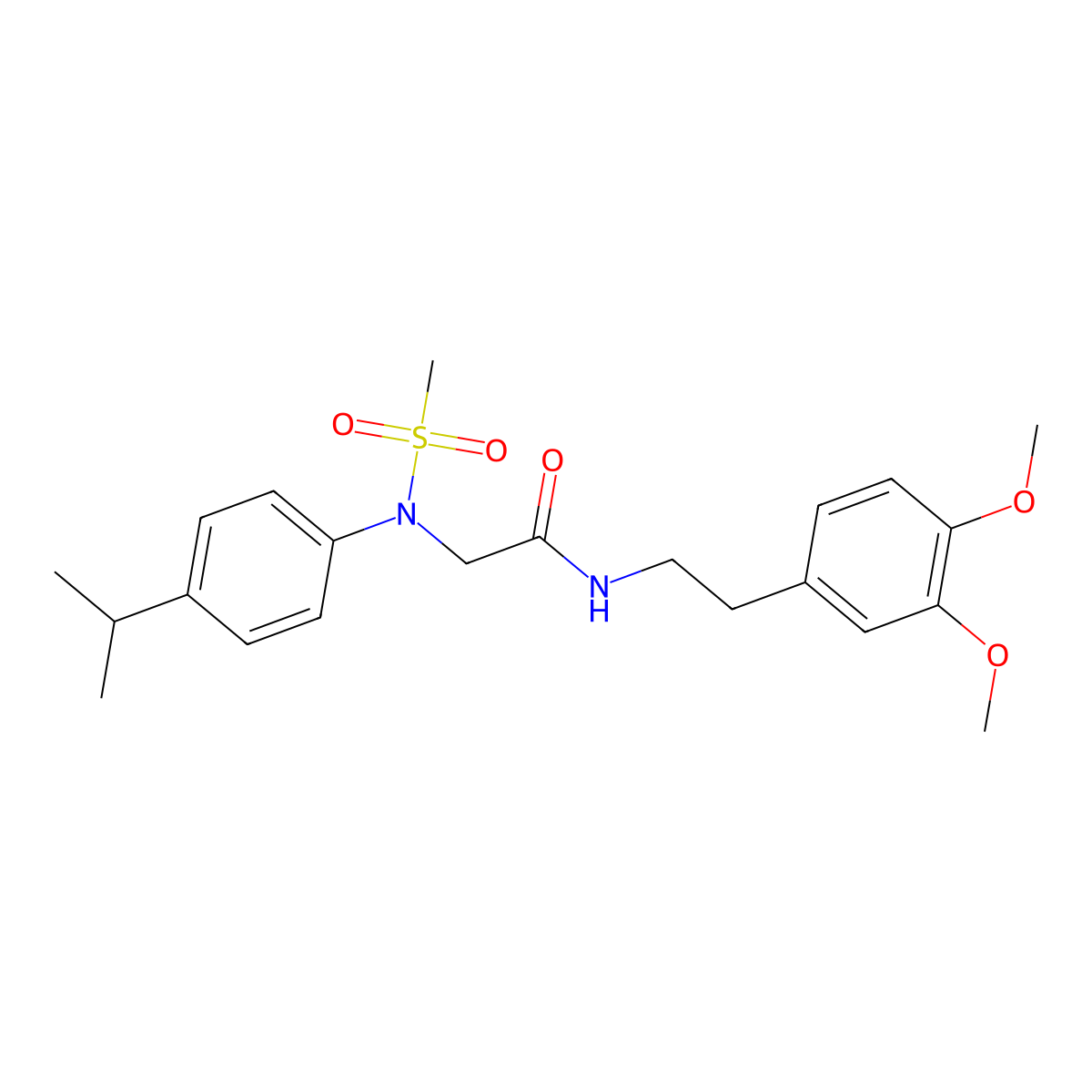 N-[2-(3,4-dimethoxyphenyl)ethyl]-2-(N-methylsulfonyl-4-propan-2-ylanilino)acetamide molecular structure, CAS 428483-05-0