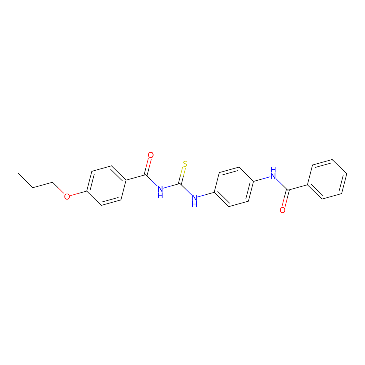 N-[(4-benzamidophenyl)carbamothioyl]-4-propoxybenzamide molecular structure, CAS 428483-21-0