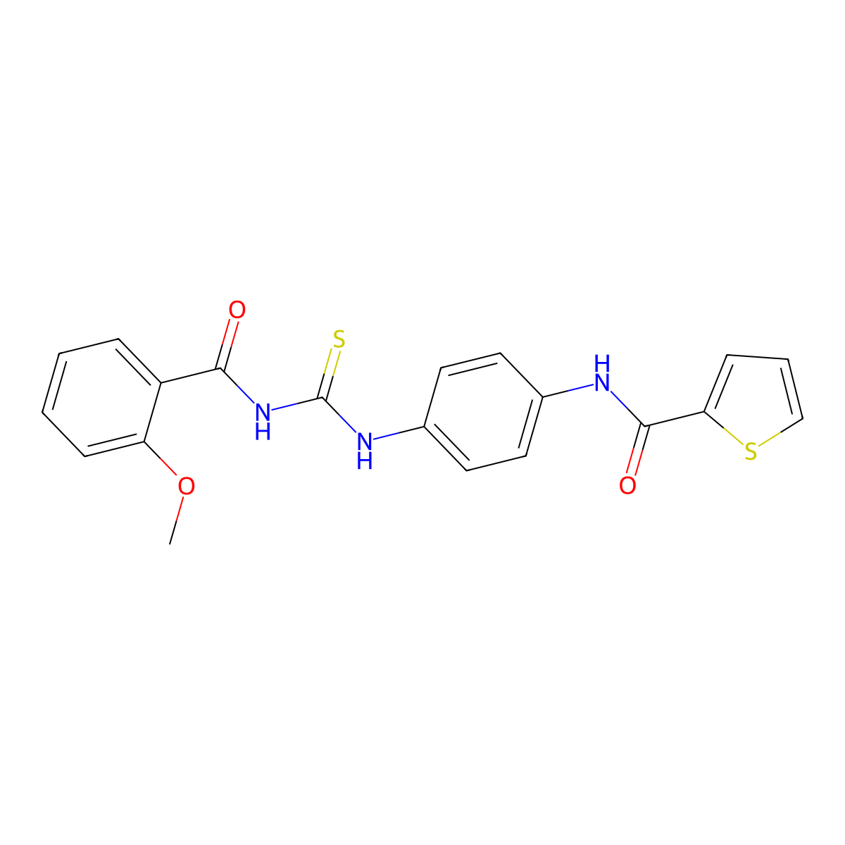 N-[4-[(2-methoxybenzoyl)carbamothioylamino]phenyl]thiophene-2-carboxamide molecular structure, CAS 428483-26-5