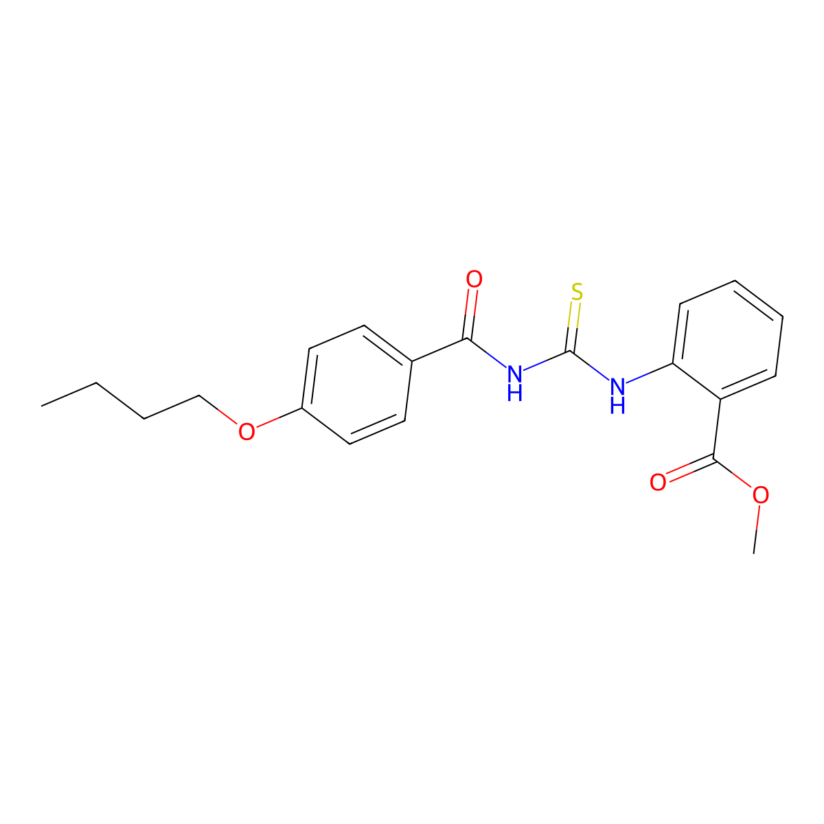 Methyl 2-({[(4-butoxyphenyl)carbonyl]carbamothioyl}amino)benzoate molecular structure, CAS 428483-29-8