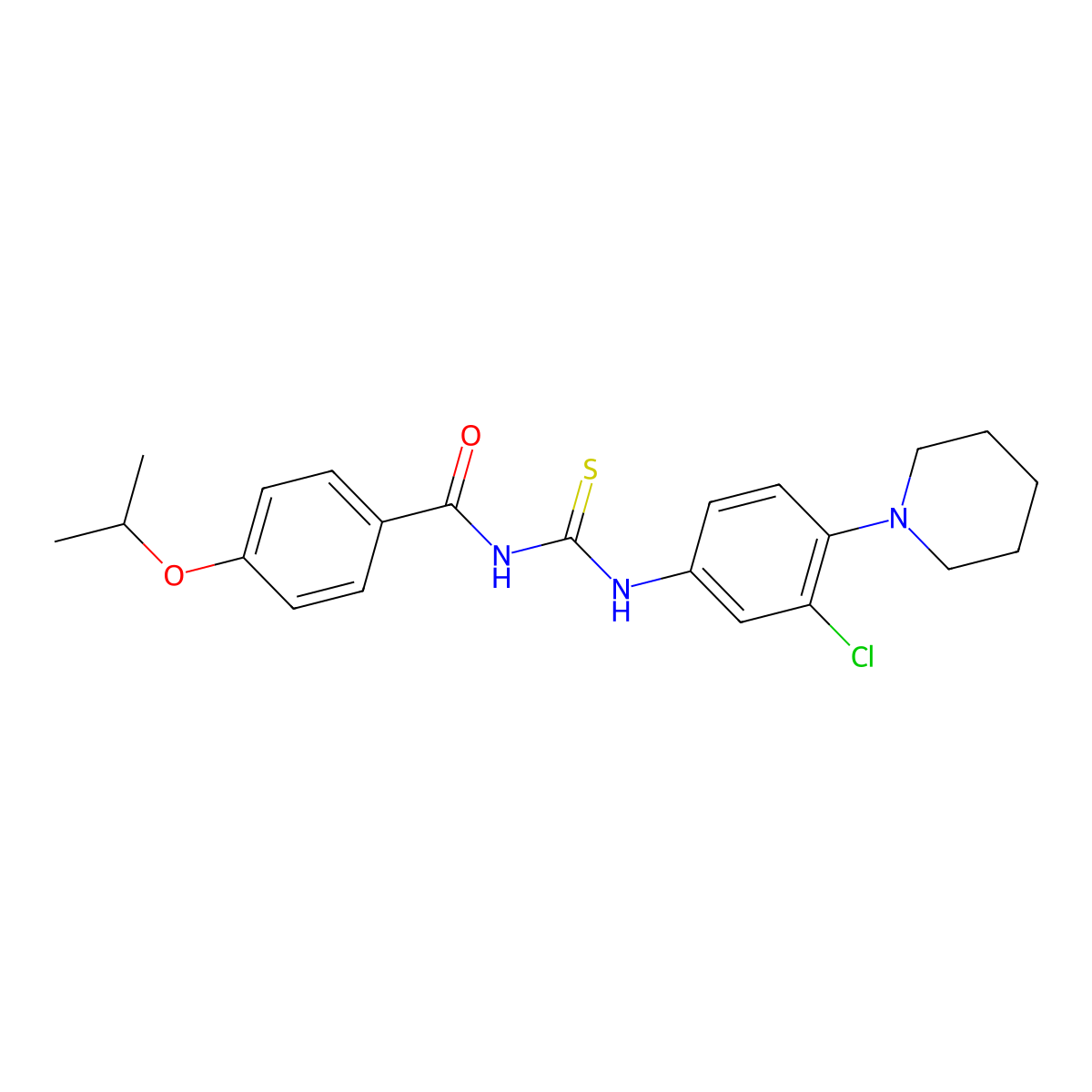 N-[(3-chloro-4-piperidin-1-ylphenyl)carbamothioyl]-4-propan-2-yloxybenzamide molecular structure, CAS 428483-37-8