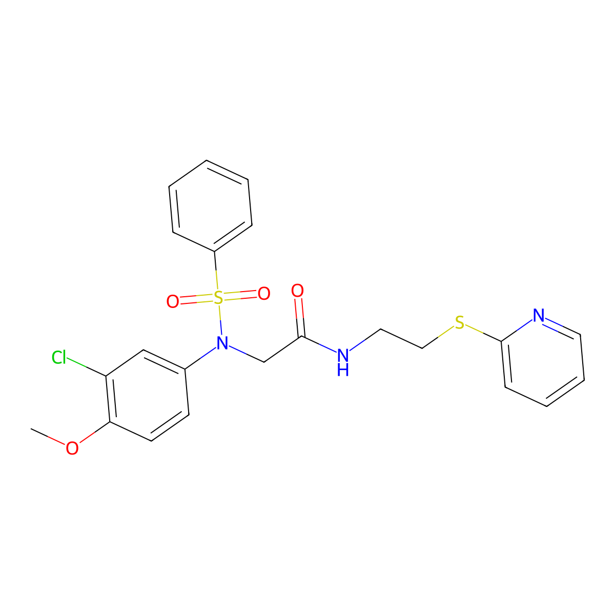 2-[N-(benzenesulfonyl)-3-chloro-4-methoxyanilino]-N-(2-pyridin-2-ylsulfanylethyl)acetamide molecular structure, CAS 428483-43-6