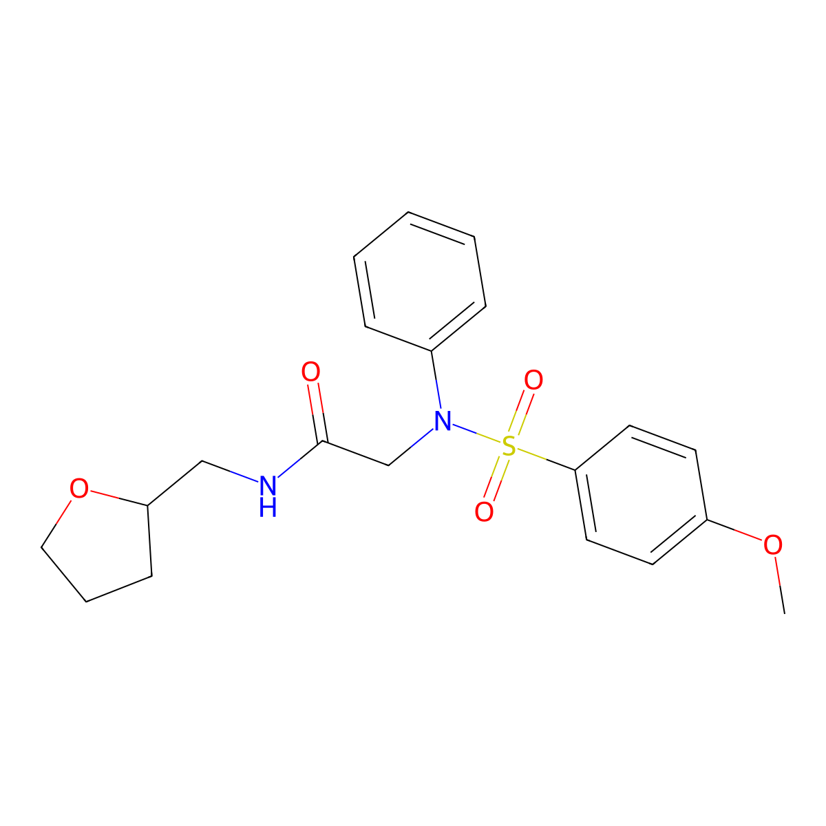 2-{[(4-methoxyphenyl)sulfonyl]anilino}-N-(tetrahydro-2-furanylmethyl)acetamide molecular structure, CAS 428483-51-6