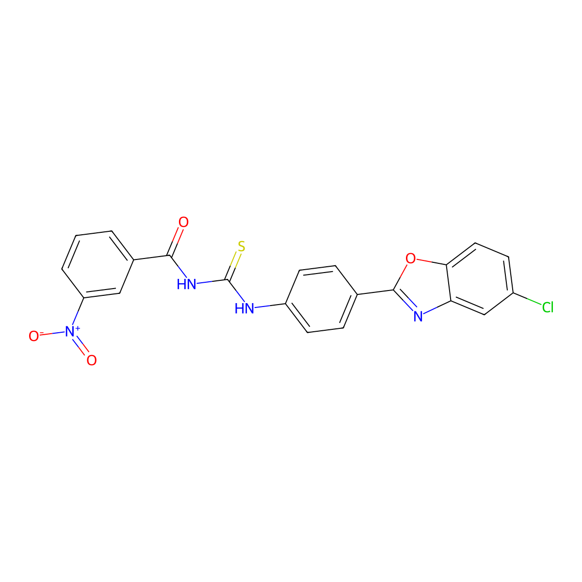 N-[[4-(5-chloro-1,3-benzoxazol-2-yl)phenyl]carbamothioyl]-3-nitrobenzamide molecular structure, CAS 428483-67-4