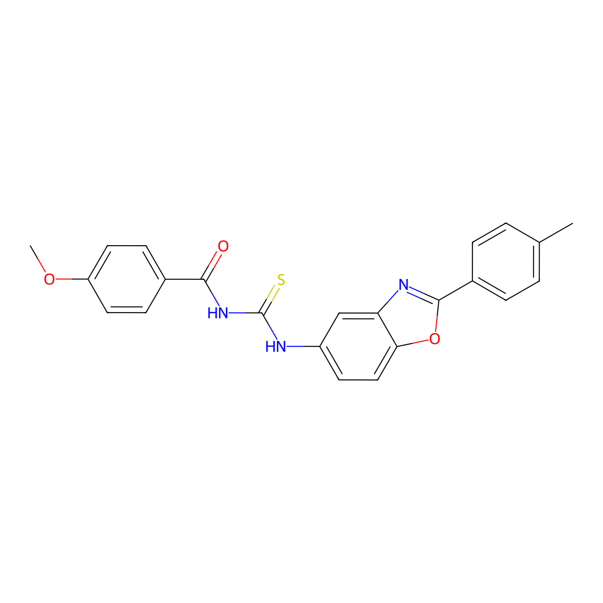 4-methoxy-N-{[2-(4-methylphenyl)-1,3-benzoxazol-5-yl]carbamothioyl}benzamide molecular structure, CAS 428483-79-8