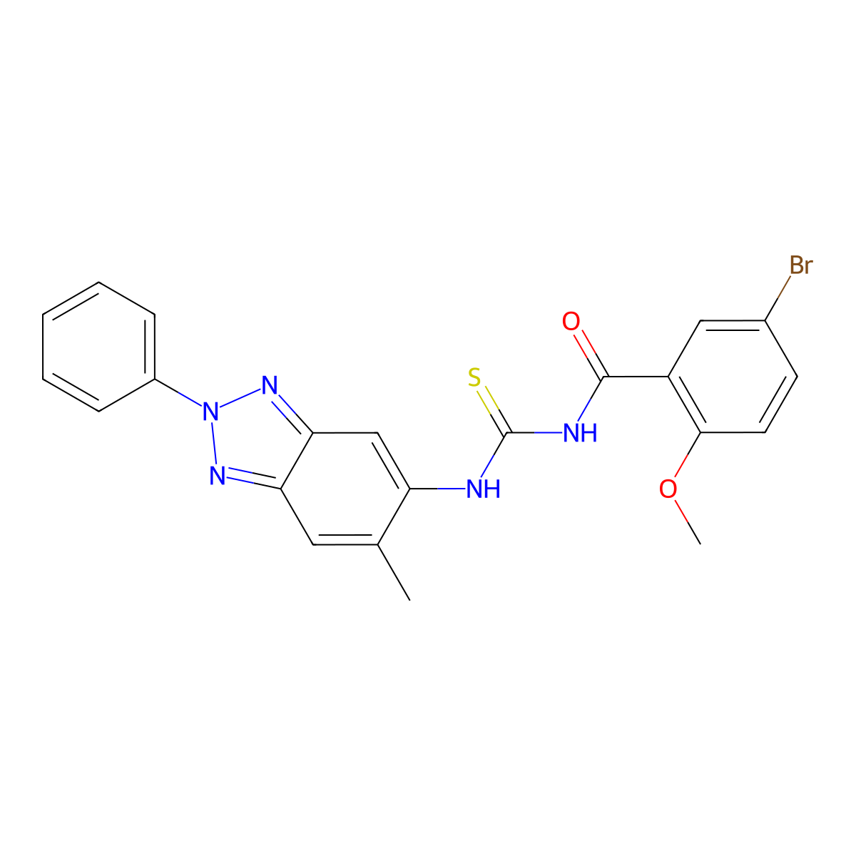 5-bromo-2-methoxy-N-[(6-methyl-2-phenyl-2H-benzotriazol-5-yl)carbamothioyl]benzamide molecular structure, CAS 428483-81-2