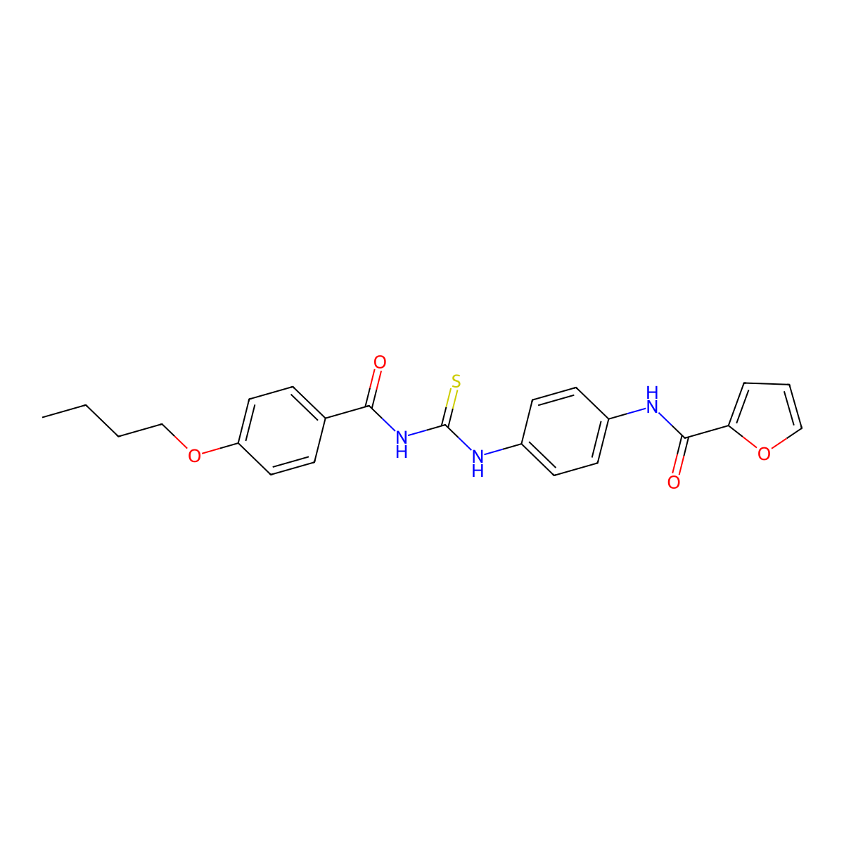 N-[4-[(4-butoxybenzoyl)carbamothioylamino]phenyl]furan-2-carboxamide molecular structure, CAS 428483-82-3