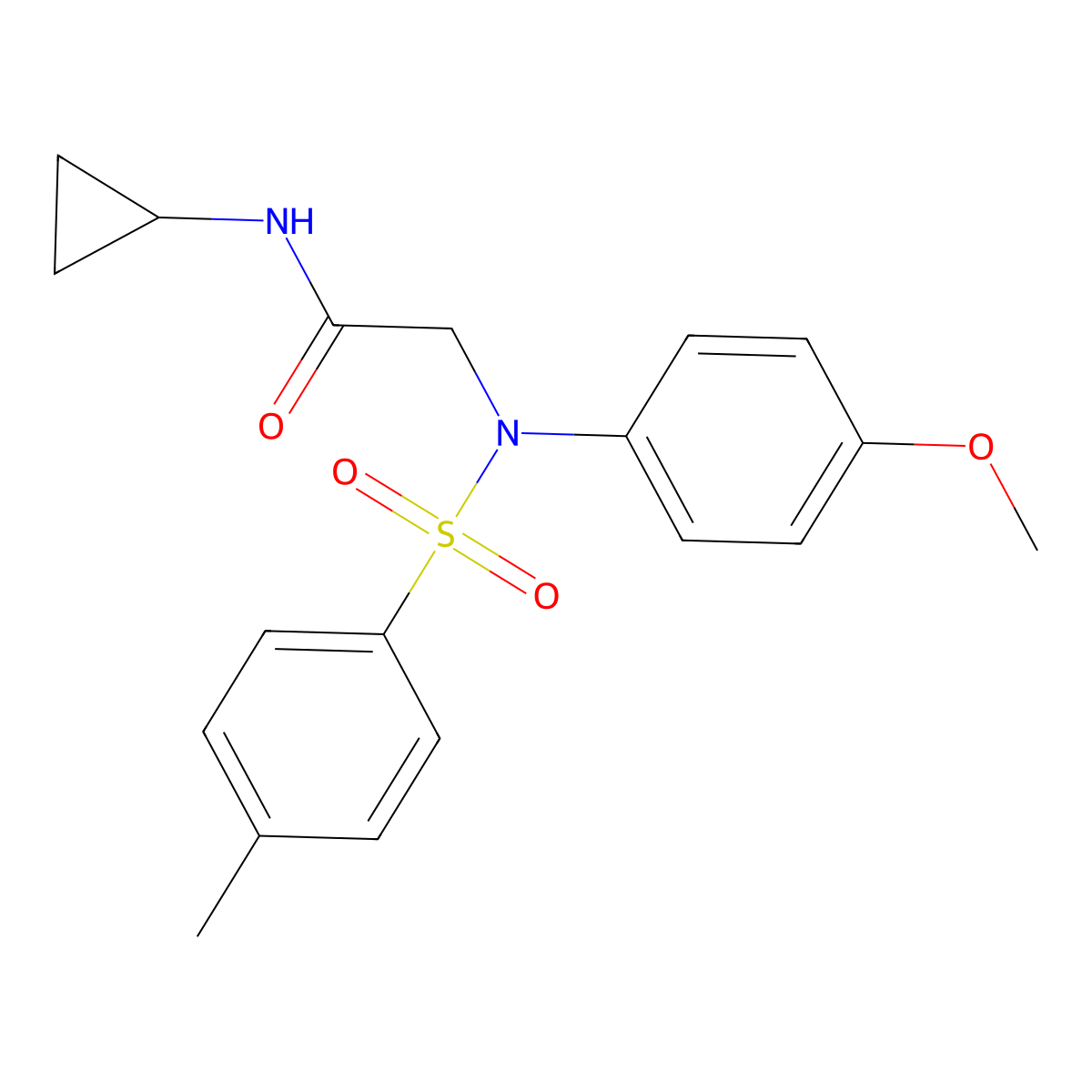 N-Cyclopropyl-2-((N-(4-methoxyphenyl)-4-methylphenyl)sulfonamido)acetamide molecular structure, CAS 428483-89-0