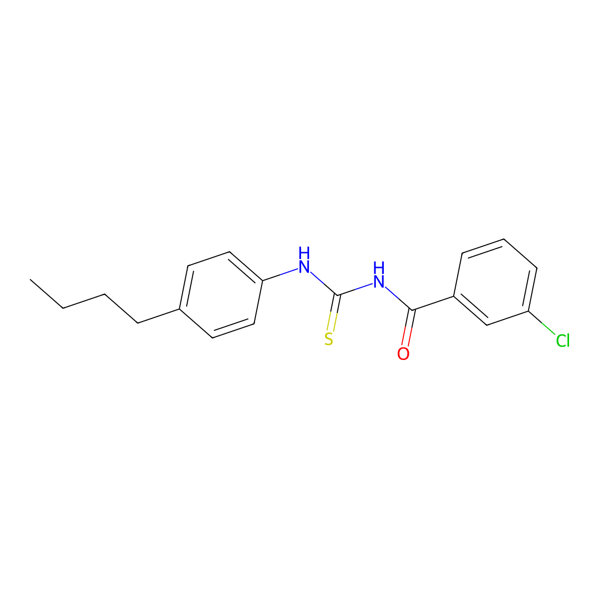 N-[(4-butylphenyl)carbamothioyl]-3-chlorobenzamide molecular structure, CAS 428483-93-6