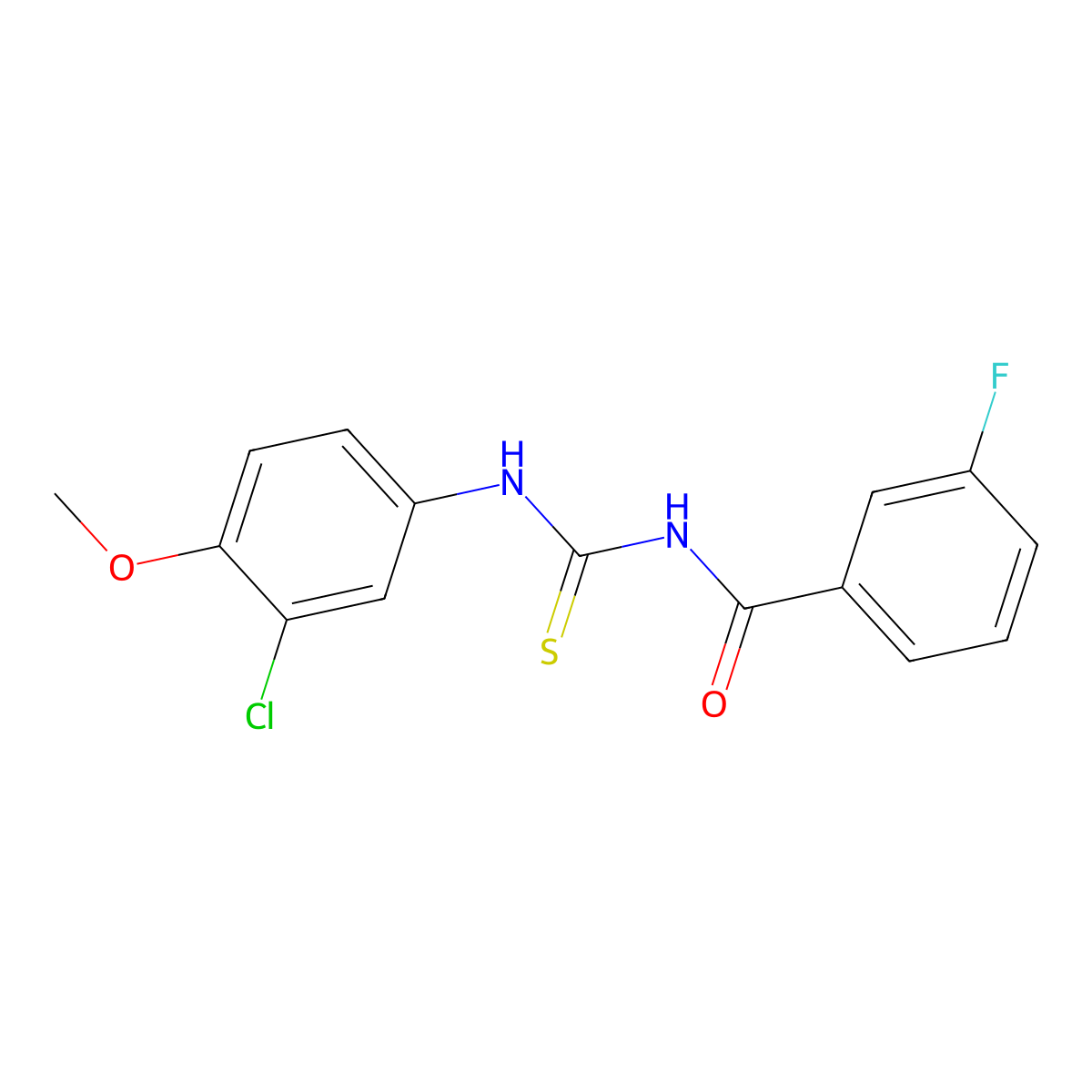 N-[(3-chloro-4-methoxyphenyl)carbamothioyl]-3-fluorobenzamide molecular structure, CAS 428484-26-8