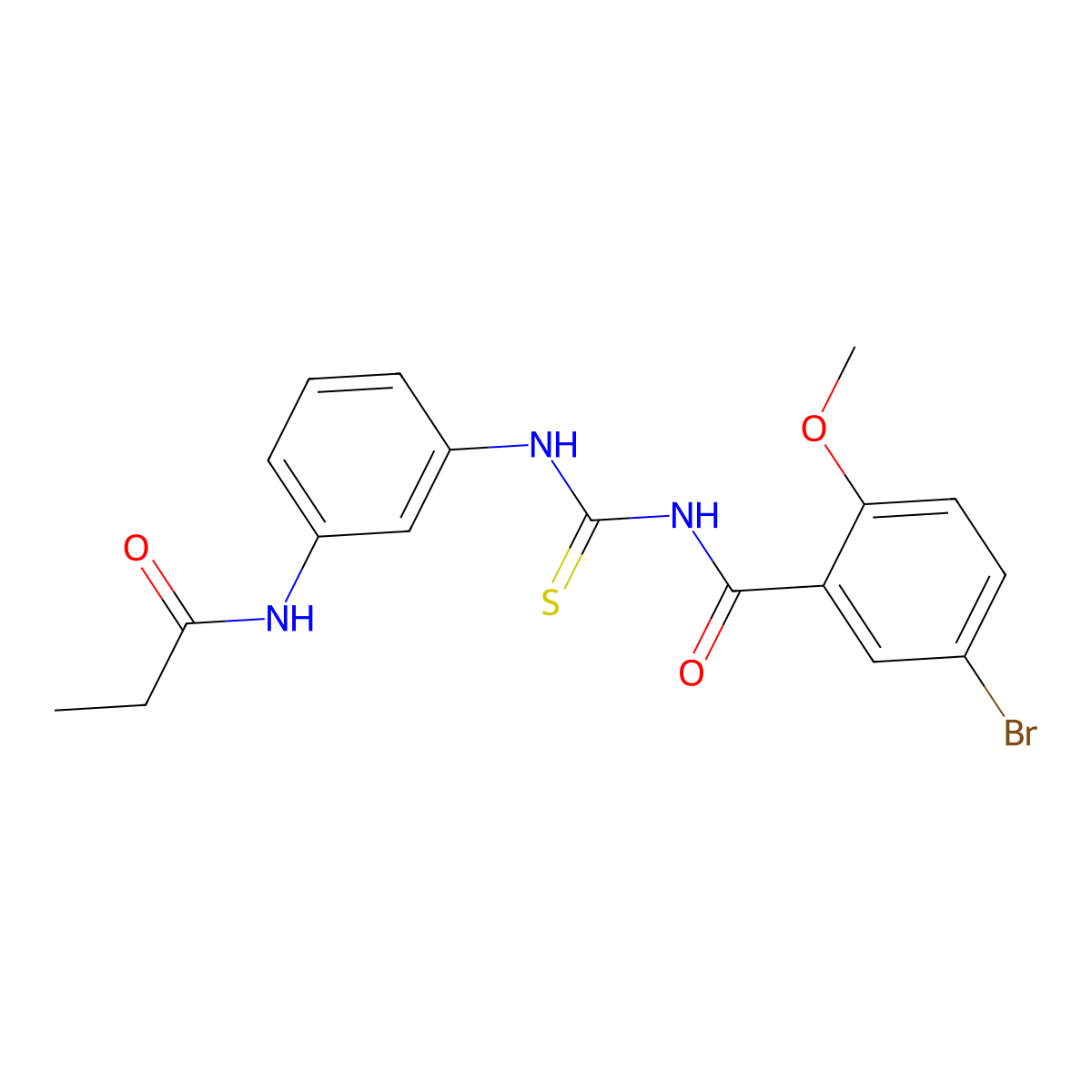 5-bromo-2-methoxy-N-[[3-(propanoylamino)phenyl]carbamothioyl]benzamide molecular structure, CAS 428484-52-0