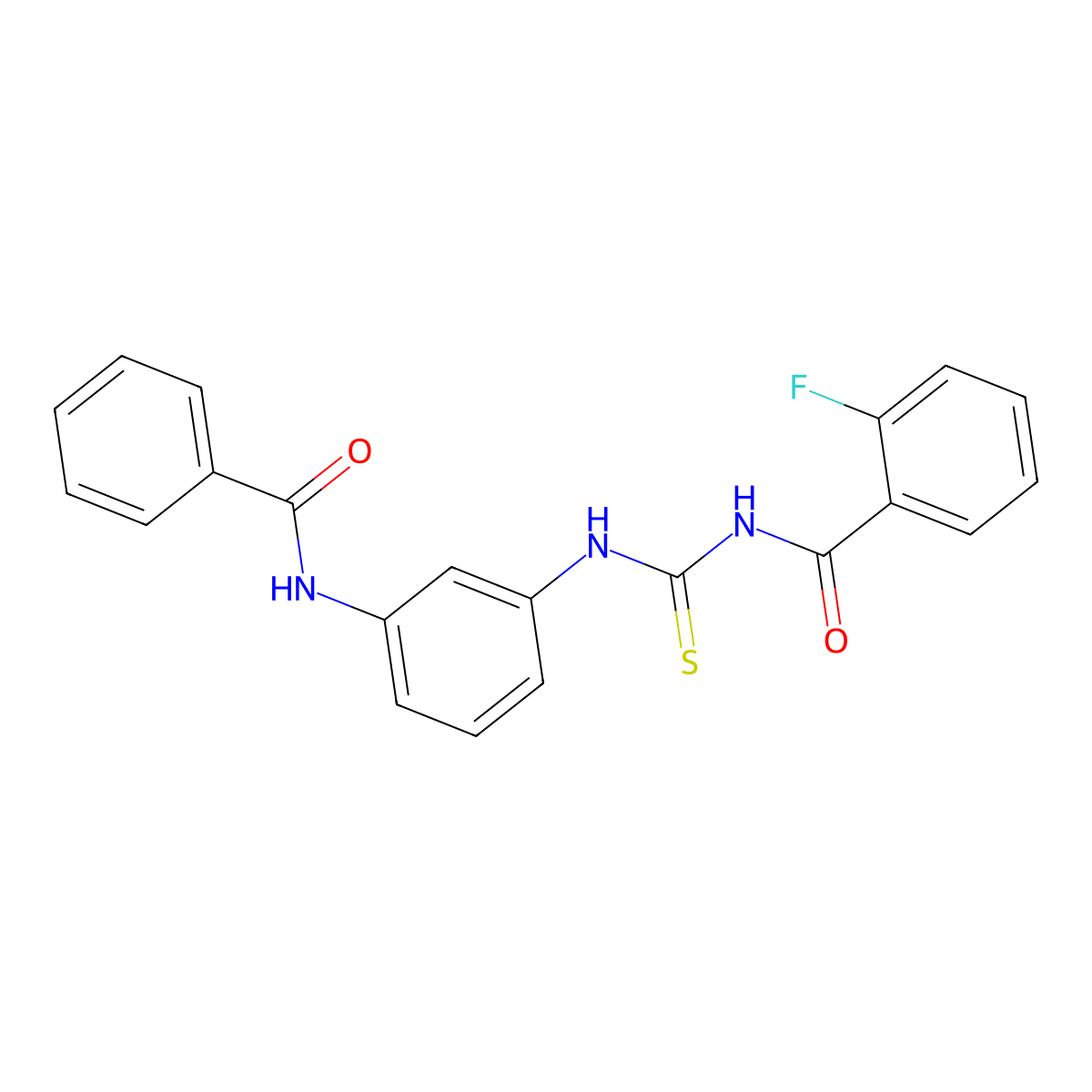 N-[(3-benzamidophenyl)carbamothioyl]-2-fluorobenzamide molecular structure, CAS 428484-59-7