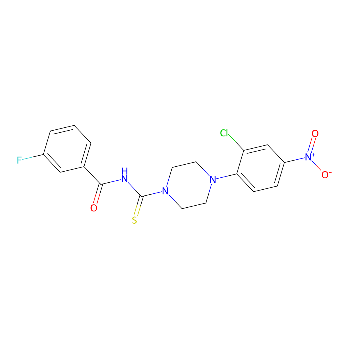 N-[4-(2-chloro-4-nitrophenyl)piperazine-1-carbothioyl]-3-fluorobenzamide molecular structure, CAS 428484-77-9