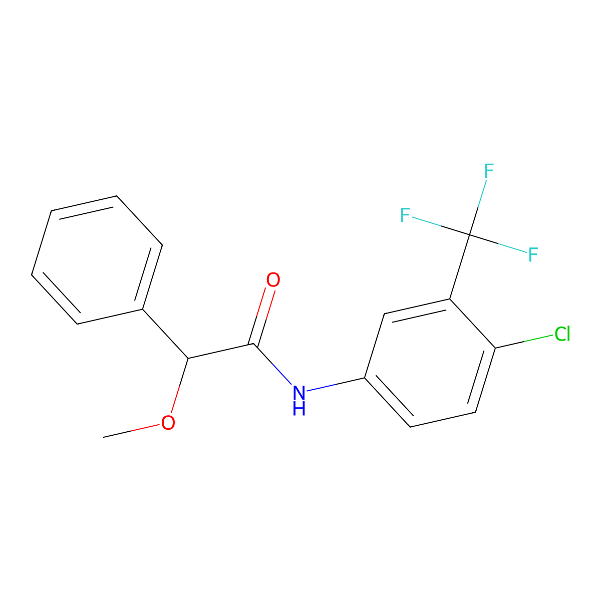 N-[4-chloro-3-(trifluoromethyl)phenyl]-2-methoxy-2-phenylacetamide molecular structure, CAS 428484-83-7