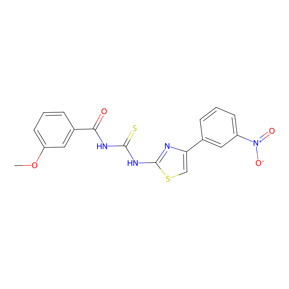 3-methoxy-N-[[4-(3-nitrophenyl)-1,3-thiazol-2-yl]carbamothioyl]benzamide molecular structure, CAS 428484-94-0