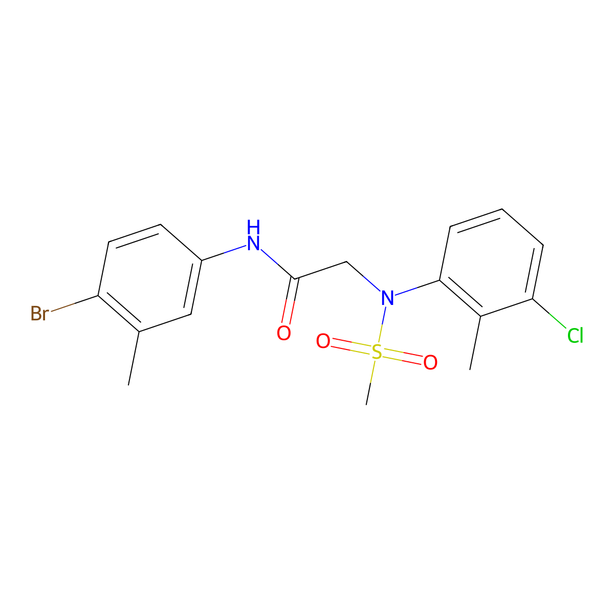 N-(4-bromo-3-methylphenyl)-2-(3-chloro-2-methyl-N-methylsulfonylanilino)acetamide molecular structure, CAS 428485-04-5