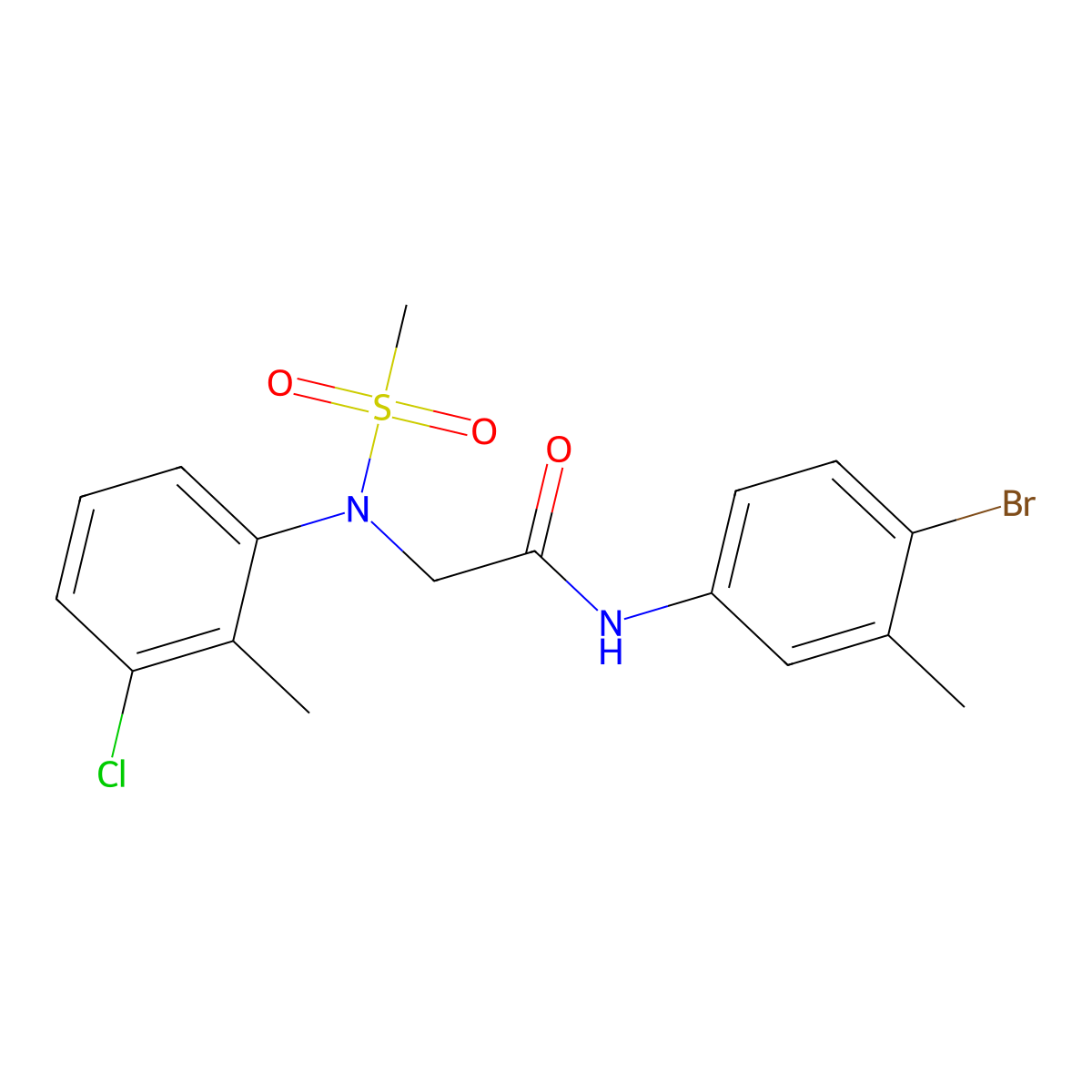 N-(4-bromo-3-methylphenyl)-2-(3-chloro-2-methyl-N-methylsulfonylanilino)acetamide molecular structure, CAS 428485-04-5