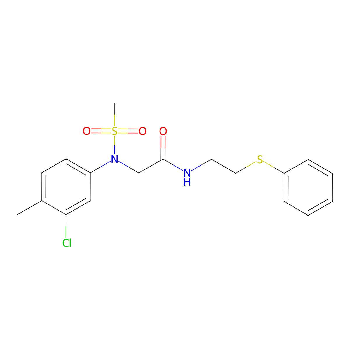 2-(3-chloro-4-methyl-N-methylsulfonylanilino)-N-(2-phenylsulfanylethyl)acetamide molecular structure, CAS 428485-07-8