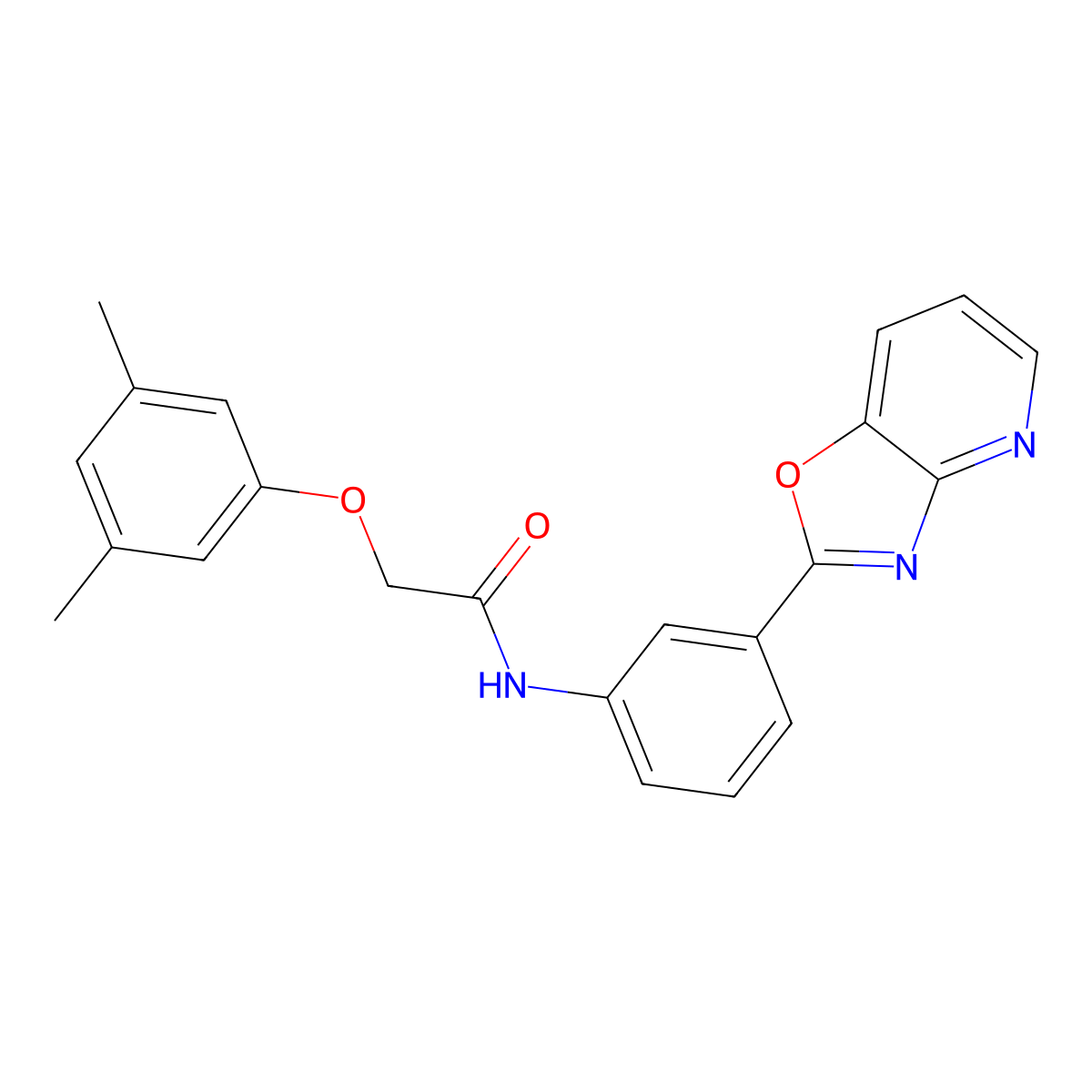 2-(3,5-dimethylphenoxy)-N-[3-([1,3]oxazolo[4,5-b]pyridin-2-yl)phenyl]acetamide molecular structure, CAS 428485-13-6