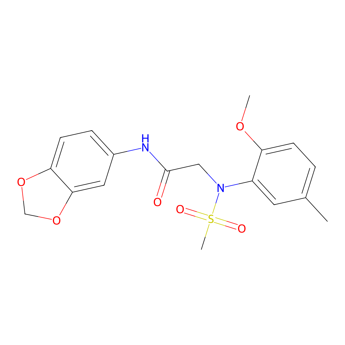 N-(1,3-benzodioxol-5-yl)-2-[2-methoxy-5-methyl(methylsulfonyl)anilino]acetamide molecular structure, CAS 428485-15-8