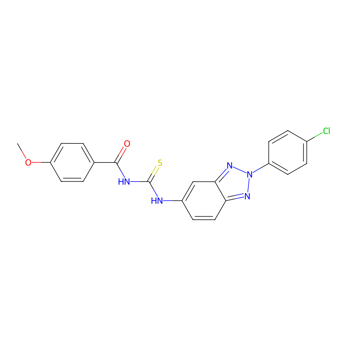 N-[[2-(4-chlorophenyl)benzotriazol-5-yl]carbamothioyl]-4-methoxybenzamide molecular structure, CAS 428485-28-3
