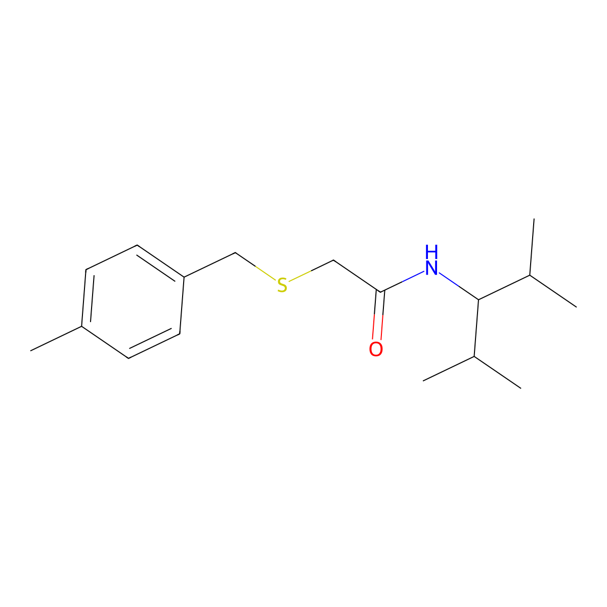 N-(2,4-dimethylpentan-3-yl)-2-[(4-methylphenyl)methylsulfanyl]acetamide molecular structure, CAS 428485-41-0