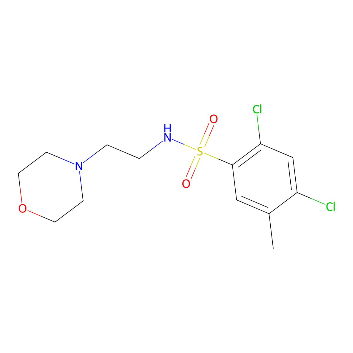 2,4-dichloro-5-methyl-N-(2-morpholinoethyl)benzenesulfonamide molecular structure, CAS 428485-44-3
