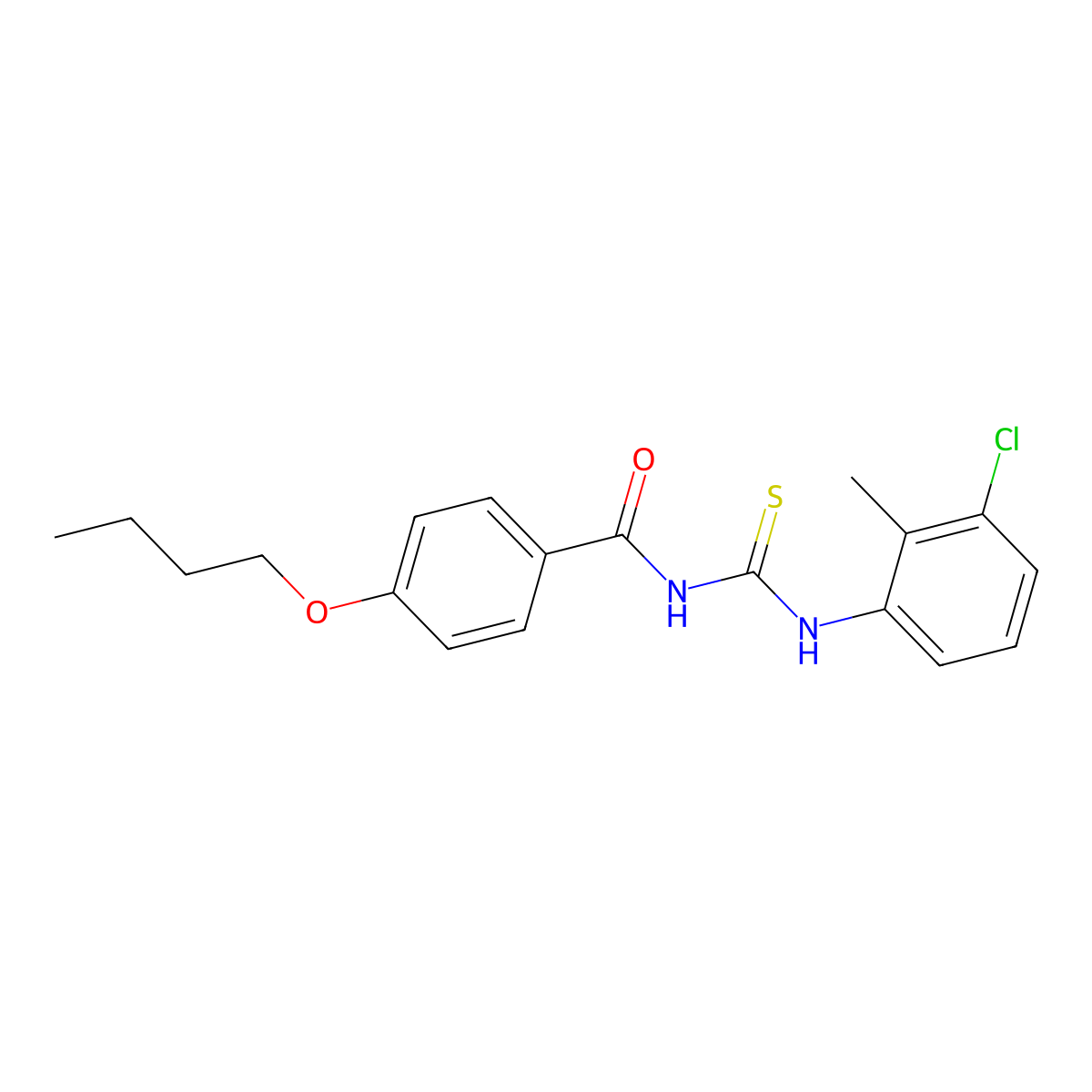 4-butoxy-N-[(3-chloro-2-methylphenyl)carbamothioyl]benzamide molecular structure, CAS 428485-66-9