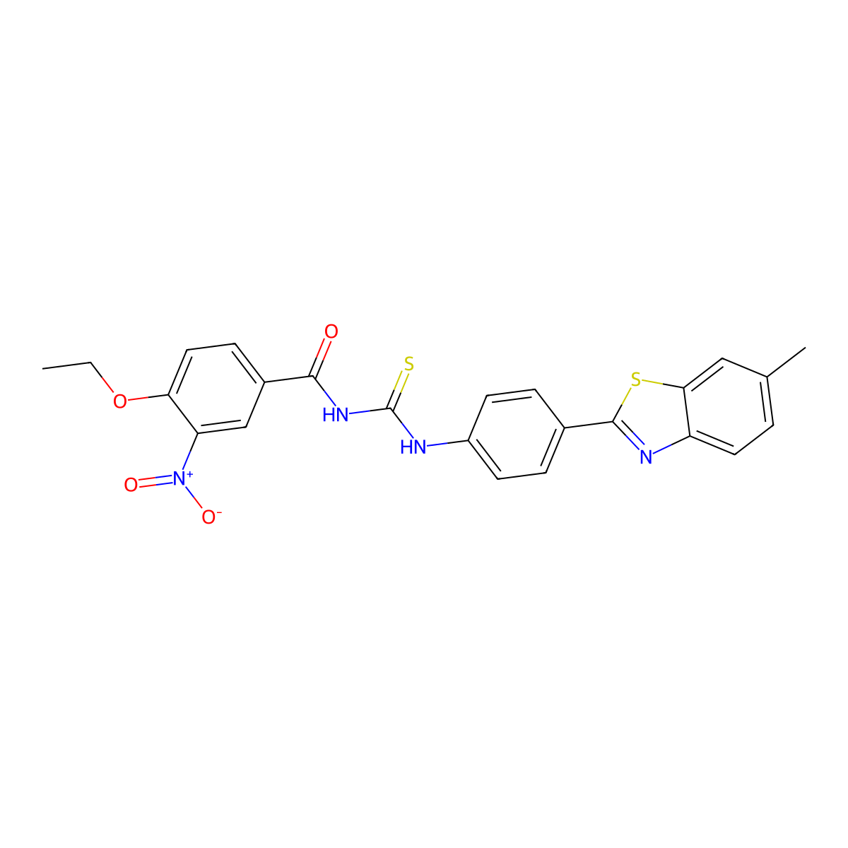 4-ethoxy-N-[[4-(6-methyl-1,3-benzothiazol-2-yl)phenyl]carbamothioyl]-3-nitrobenzamide molecular structure, CAS 428485-69-2