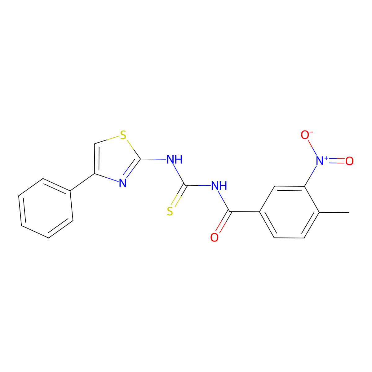 4-methyl-3-nitro-N-[(4-phenyl-1,3-thiazol-2-yl)carbamothioyl]benzamide molecular structure, CAS 428485-74-9