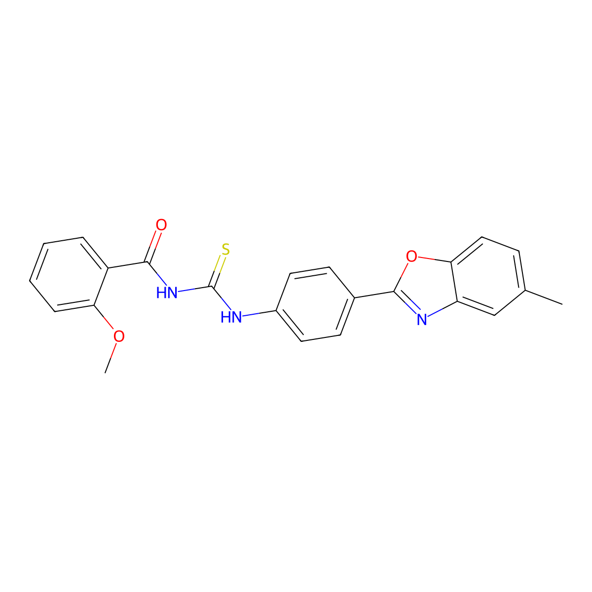 2-methoxy-N-[[4-(5-methyl-1,3-benzoxazol-2-yl)phenyl]carbamothioyl]benzamide molecular structure, CAS 428485-86-3