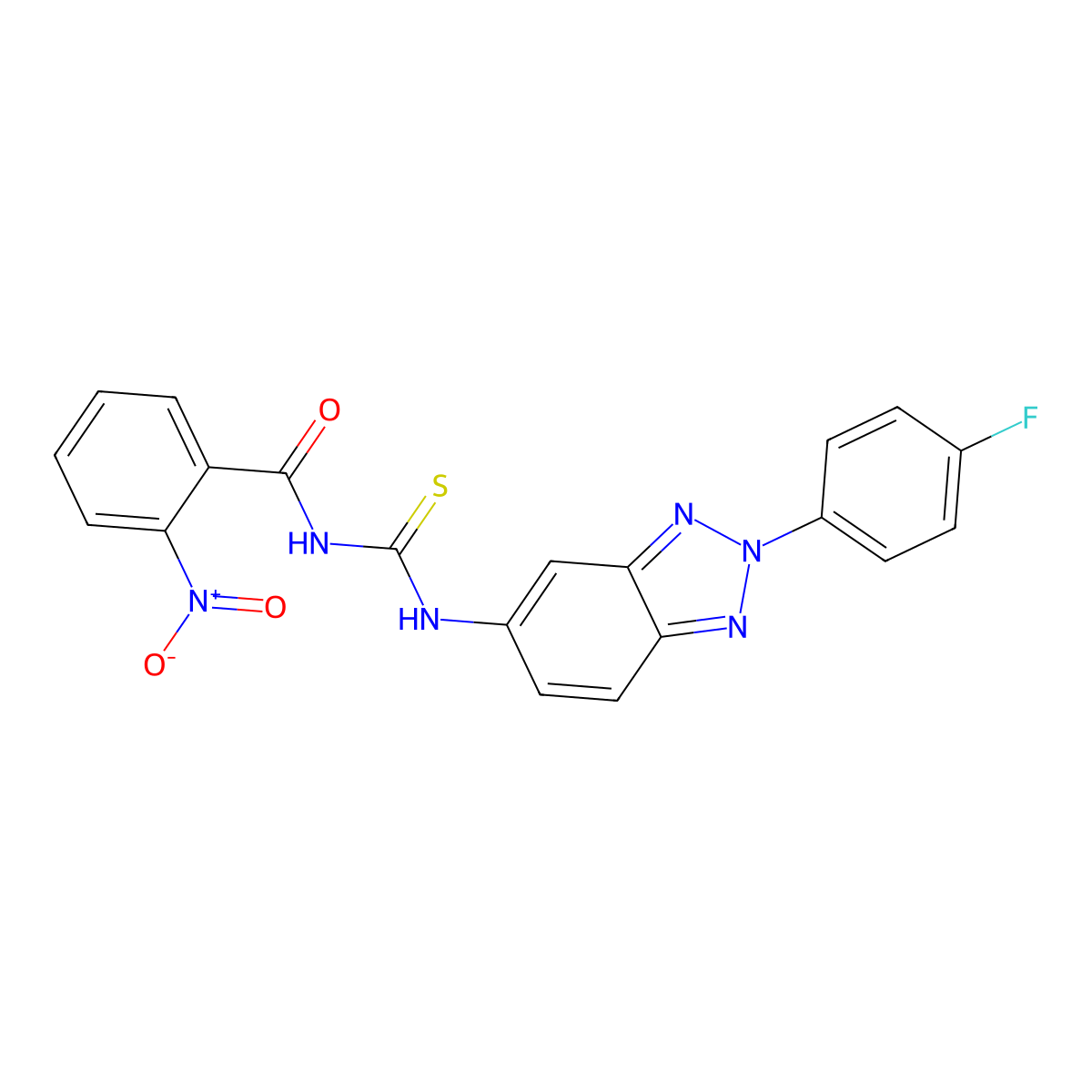 N-[[2-(4-fluorophenyl)benzotriazol-5-yl]carbamothioyl]-2-nitrobenzamide molecular structure, CAS 428485-87-4