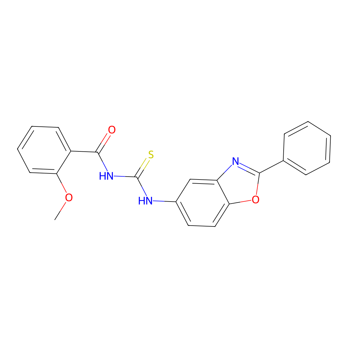 2-methoxy-N-[(2-phenyl-1,3-benzoxazol-5-yl)carbamothioyl]benzamide molecular structure, CAS 428485-97-6