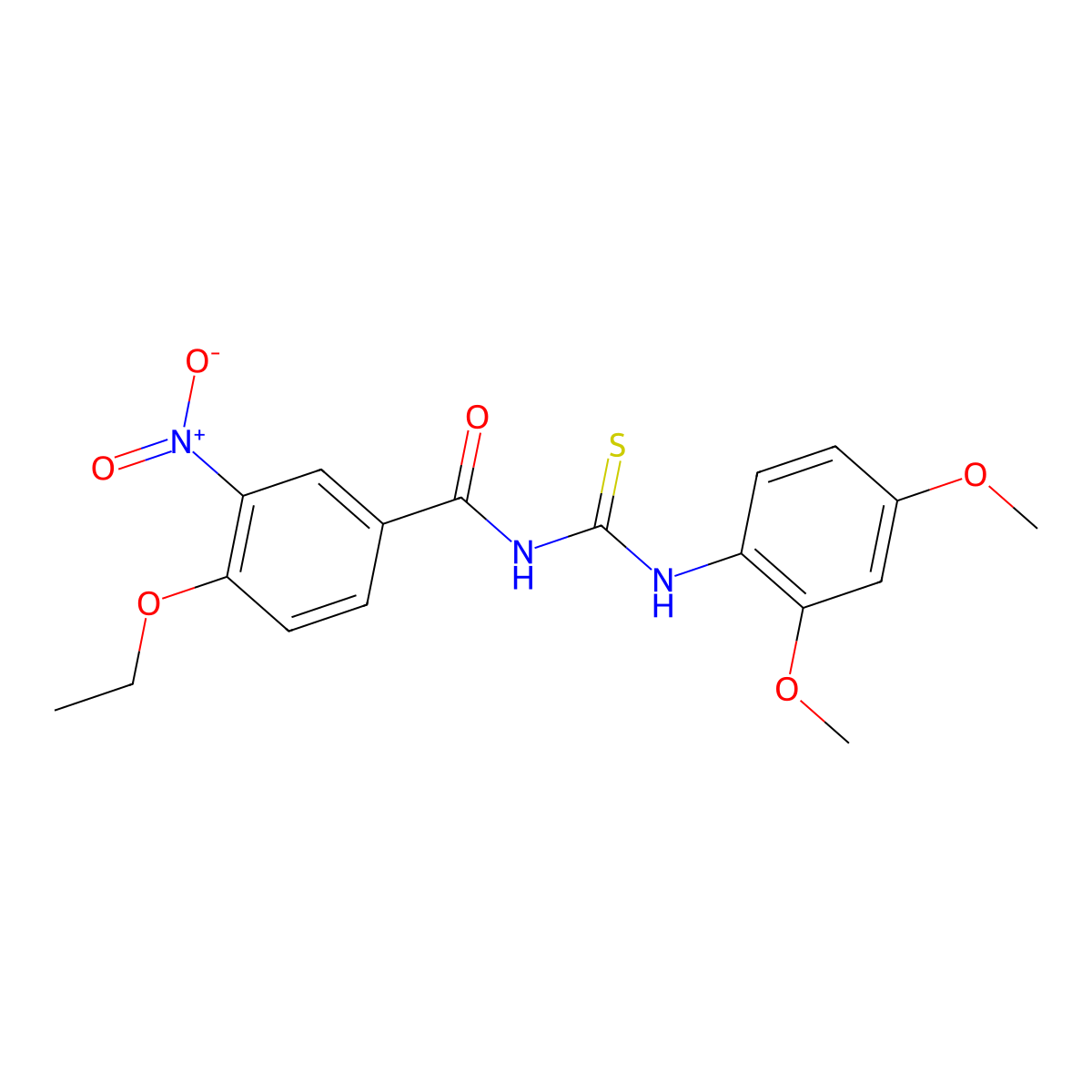 N-[(2,4-dimethoxyphenyl)carbamothioyl]-4-ethoxy-3-nitrobenzamide molecular structure, CAS 428485-98-7