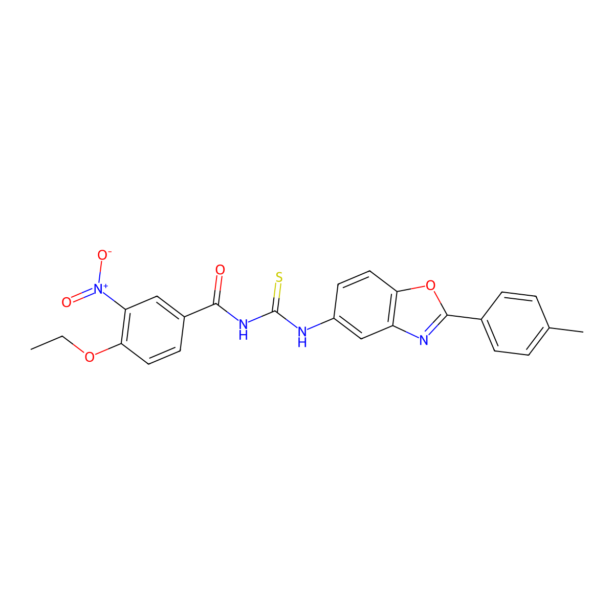 4-ethoxy-N-[[2-(4-methylphenyl)-1,3-benzoxazol-5-yl]carbamothioyl]-3-nitrobenzamide molecular structure, CAS 428486-09-3