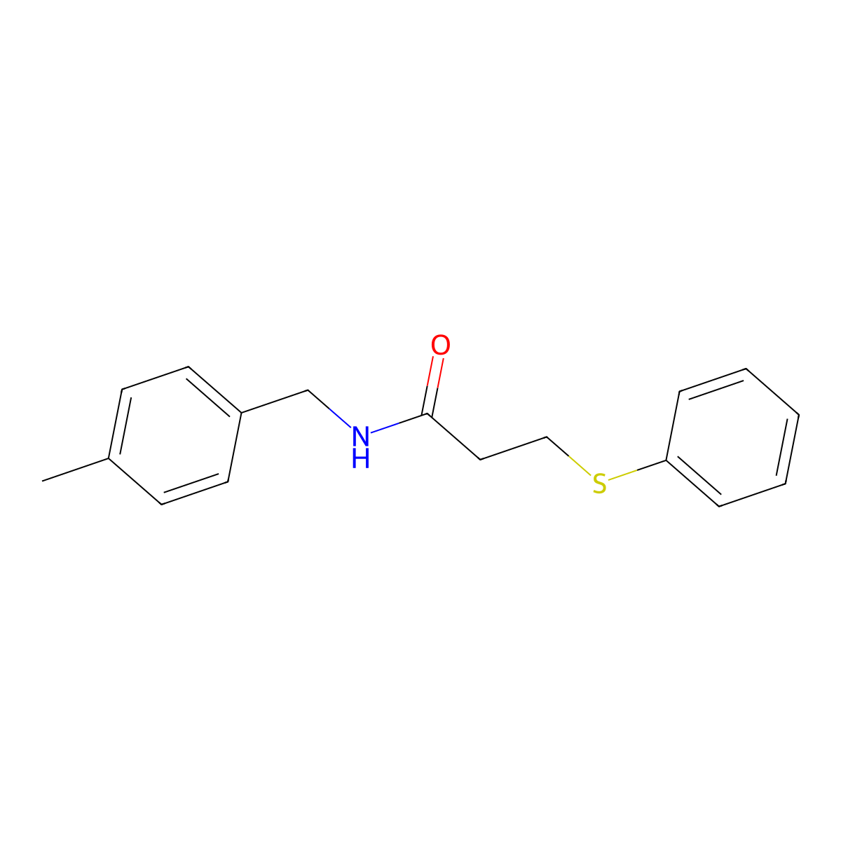 N-(4-methylbenzyl)-3-(phenylsulfanyl)propanamide molecular structure, CAS 428486-15-1