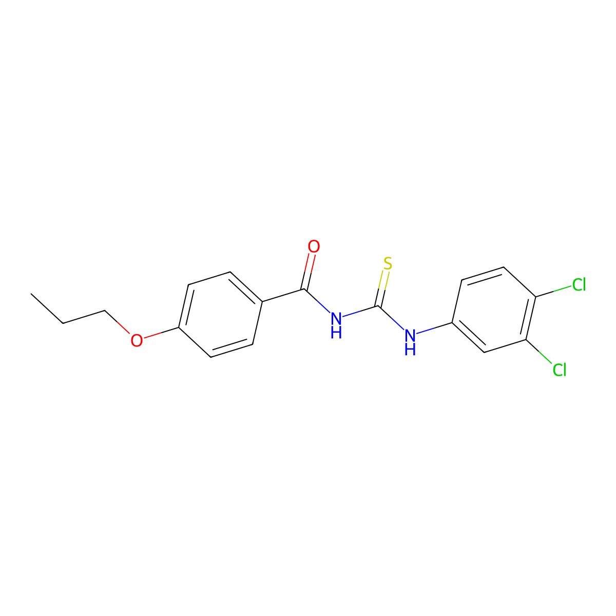 N-[(3,4-dichlorophenyl)carbamothioyl]-4-propoxybenzamide molecular structure, CAS 428486-16-2