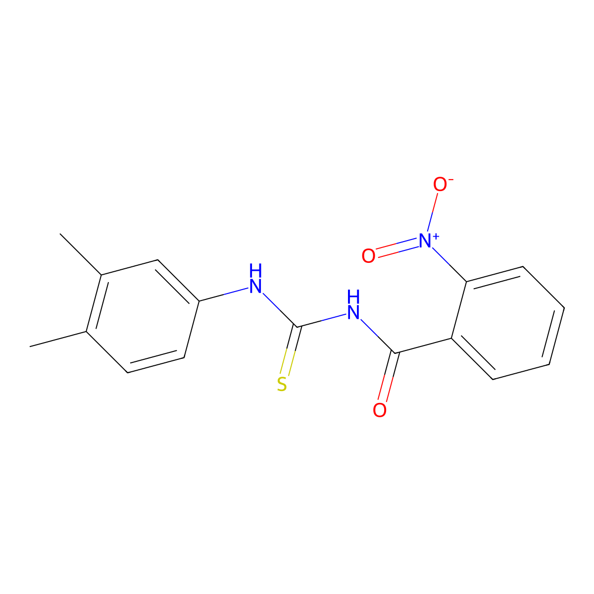 N-((3,4-Dimethylphenyl)carbamothioyl)-2-nitrobenzamide molecular structure, CAS 428486-21-9
