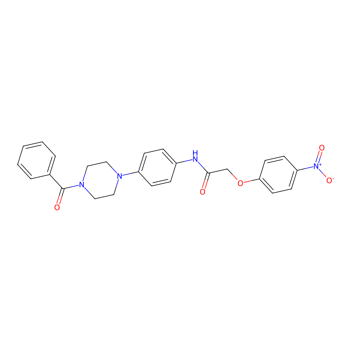 N-[4-(4-benzoylpiperazin-1-yl)phenyl]-2-(4-nitrophenoxy)acetamide molecular structure, CAS 428486-22-0