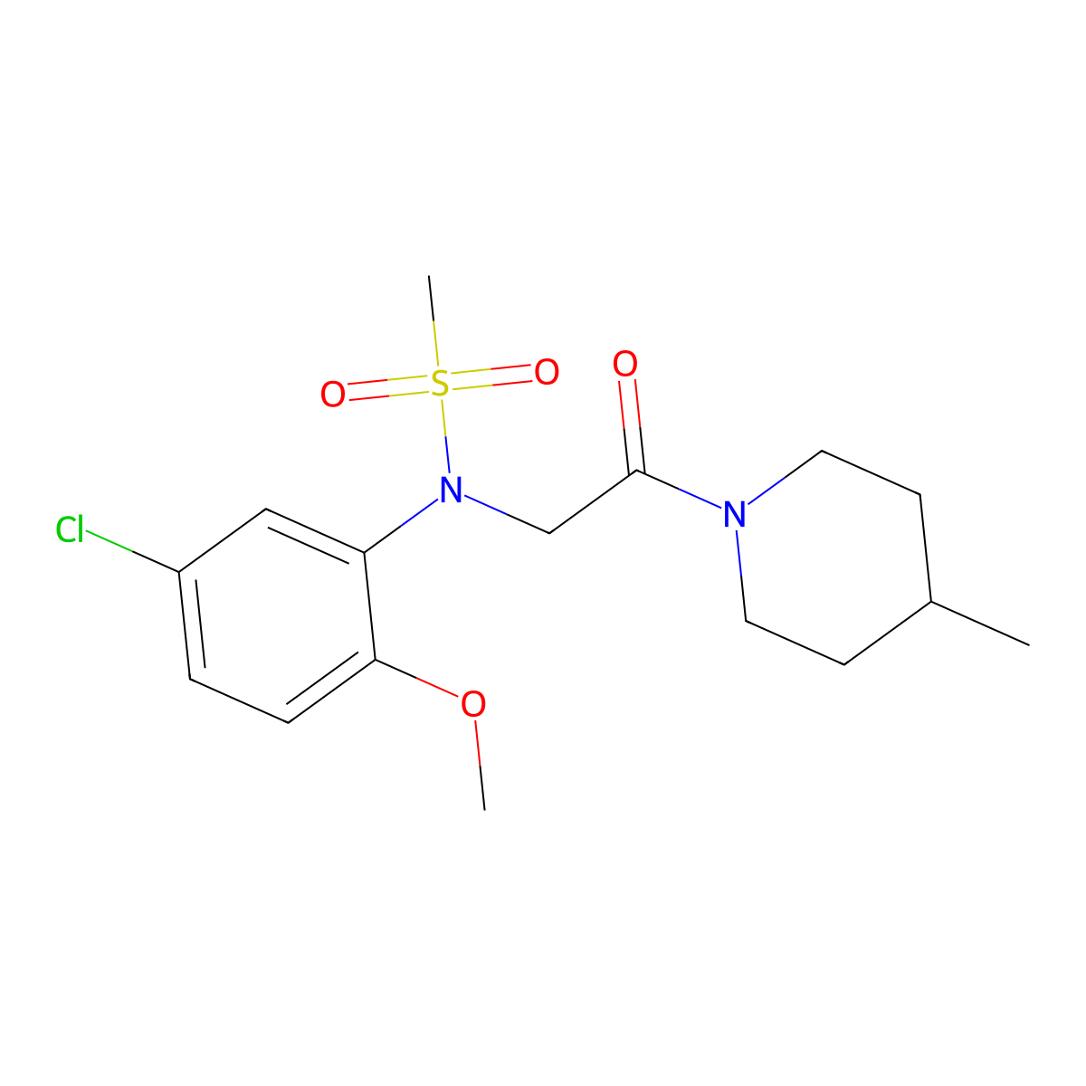 N-(5-chloro-2-methoxyphenyl)-N-[2-(4-methylpiperidin-1-yl)-2-oxoethyl]methanesulfonamide molecular structure, CAS 428486-24-2