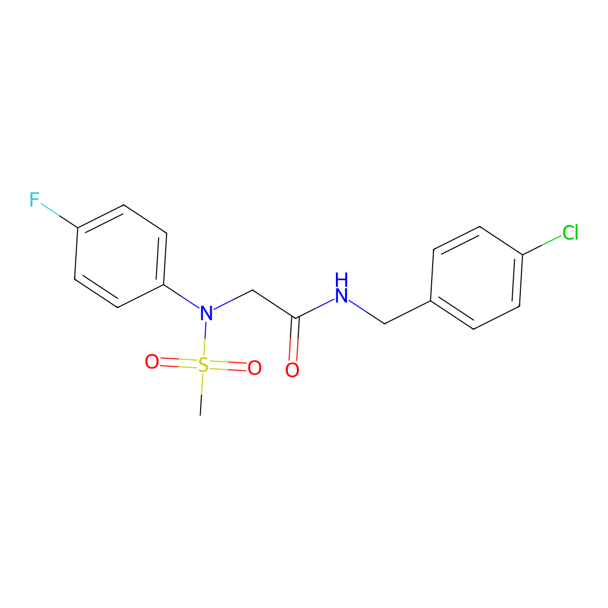 N-[(4-chlorophenyl)methyl]-2-(4-fluoro-N-methylsulfonylanilino)acetamide molecular structure, CAS 428486-27-5