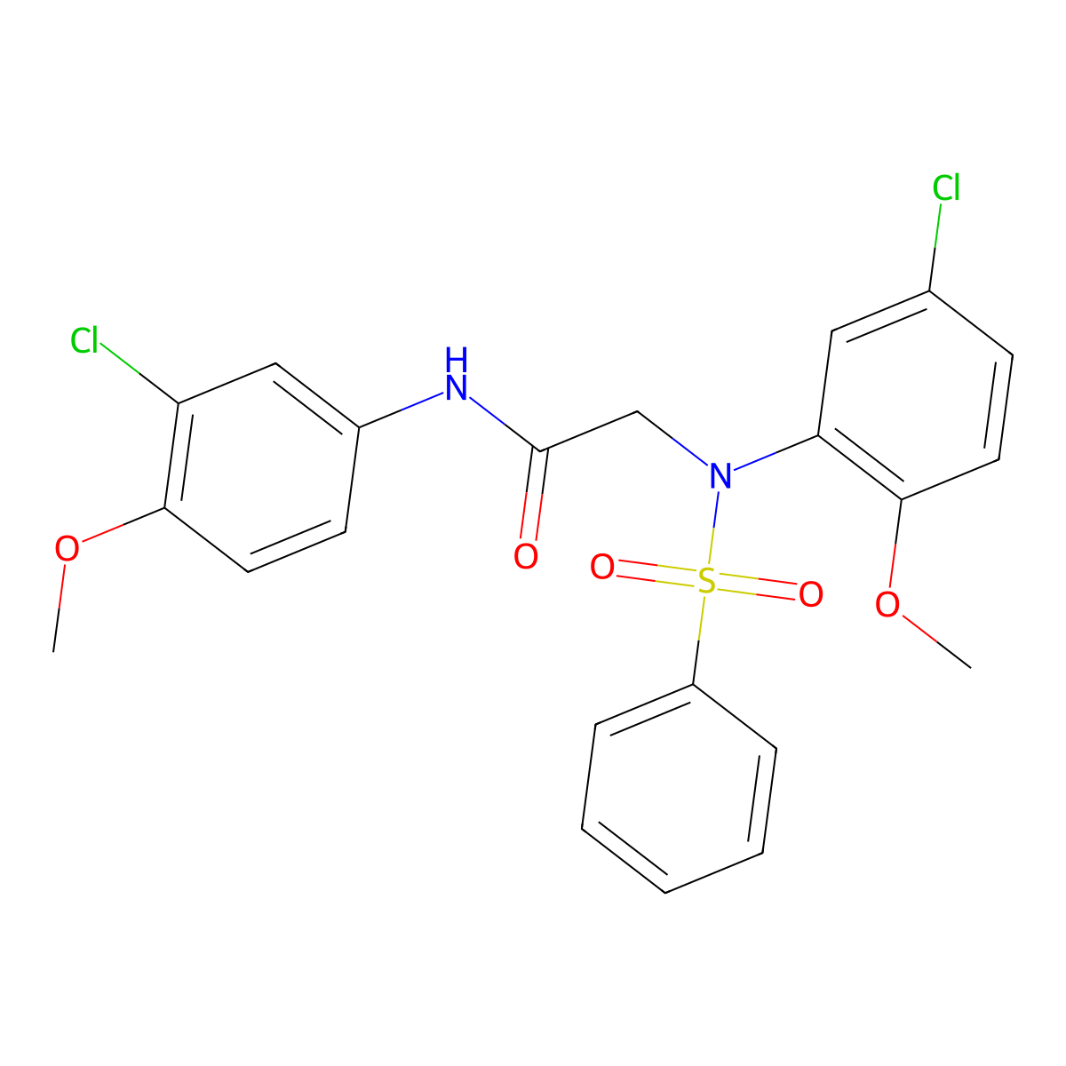 2-[N-(benzenesulfonyl)-5-chloro-2-methoxyanilino]-N-(3-chloro-4-methoxyphenyl)acetamide molecular structure, CAS 428486-29-7