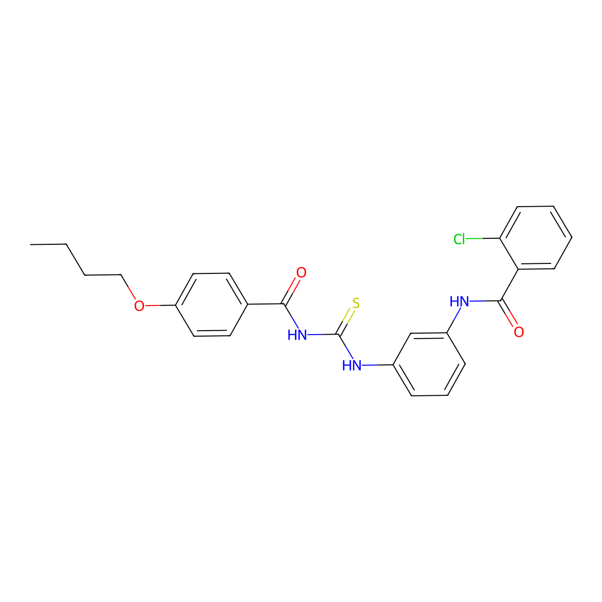 N-[3-[(4-butoxybenzoyl)carbamothioylamino]phenyl]-2-chlorobenzamide molecular structure, CAS 428486-42-4