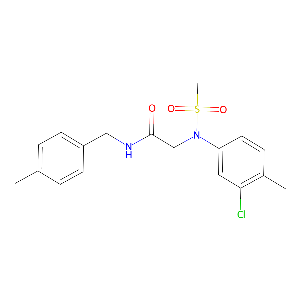 2-(3-chloro-4-methyl-N-methylsulfonylanilino)-N-[(4-methylphenyl)methyl]acetamide molecular structure, CAS 428486-47-9