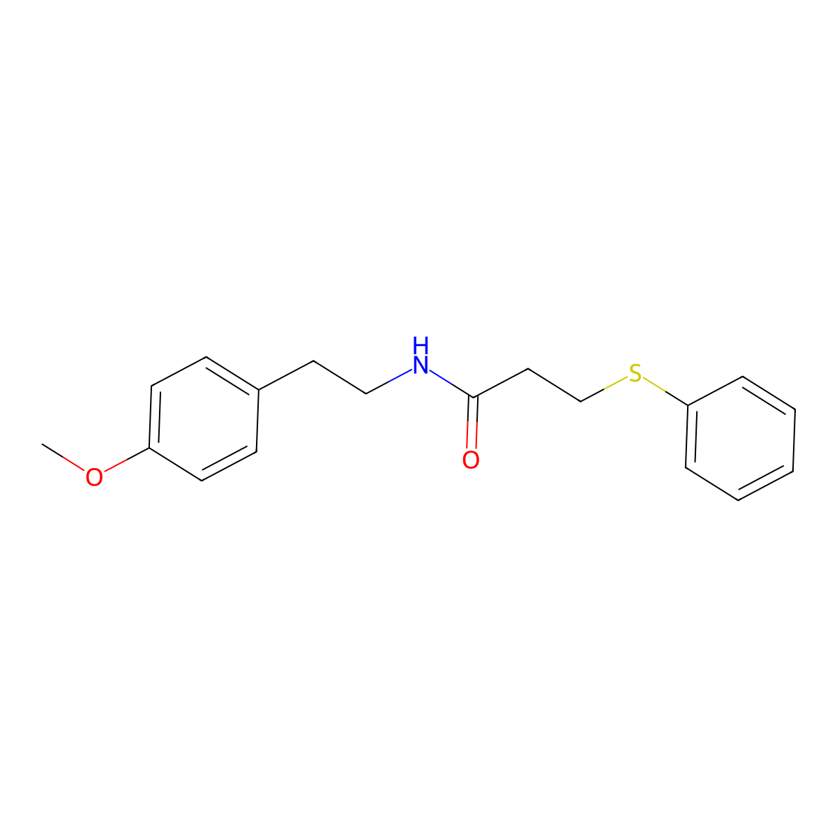 N-[2-(4-methoxyphenyl)ethyl]-3-(phenylsulfanyl)propanamide molecular structure, CAS 428486-48-0