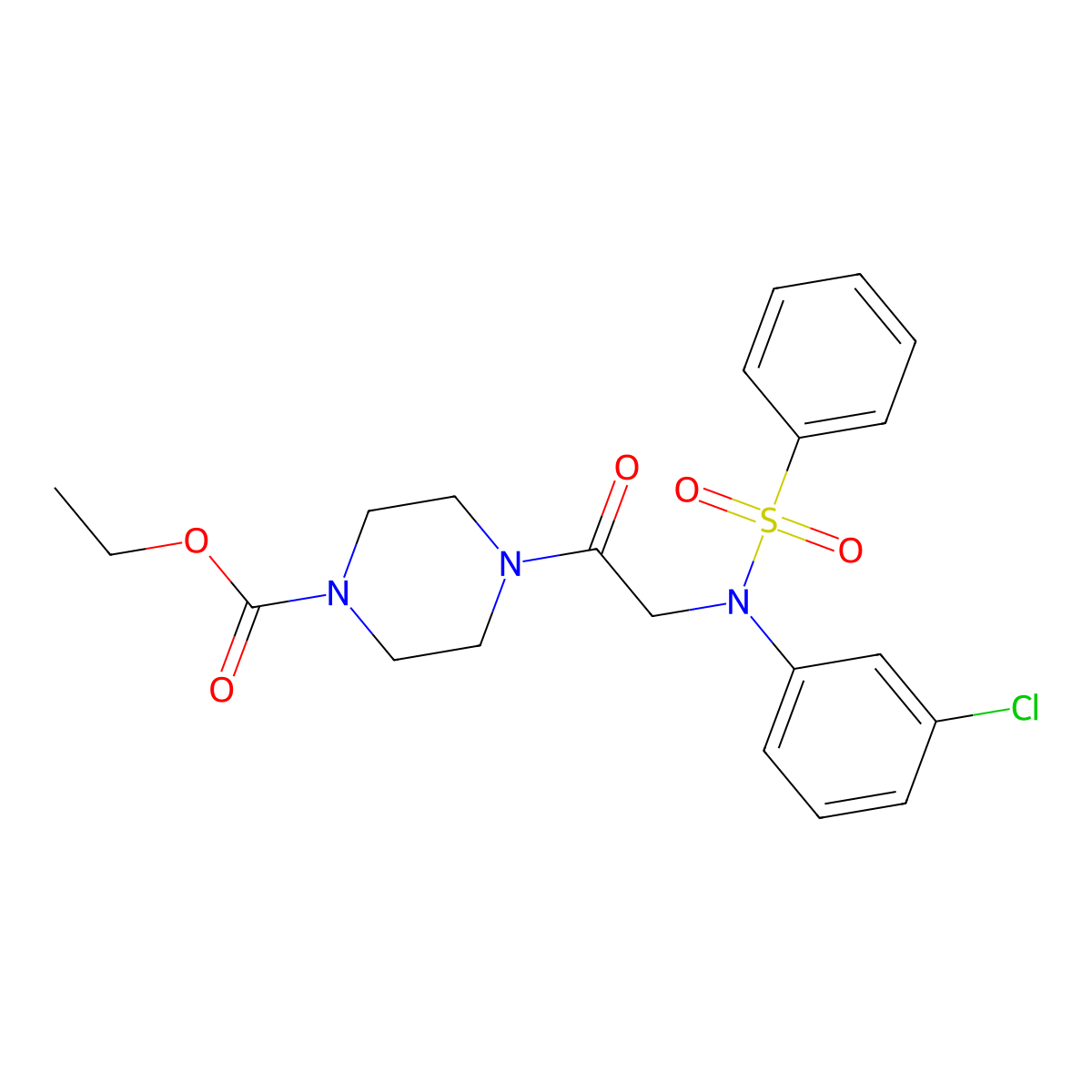 ethyl 4-[N-(3-chlorophenyl)-N-(phenylsulfonyl)glycyl]piperazine-1-carboxylate molecular structure, CAS 428486-49-1