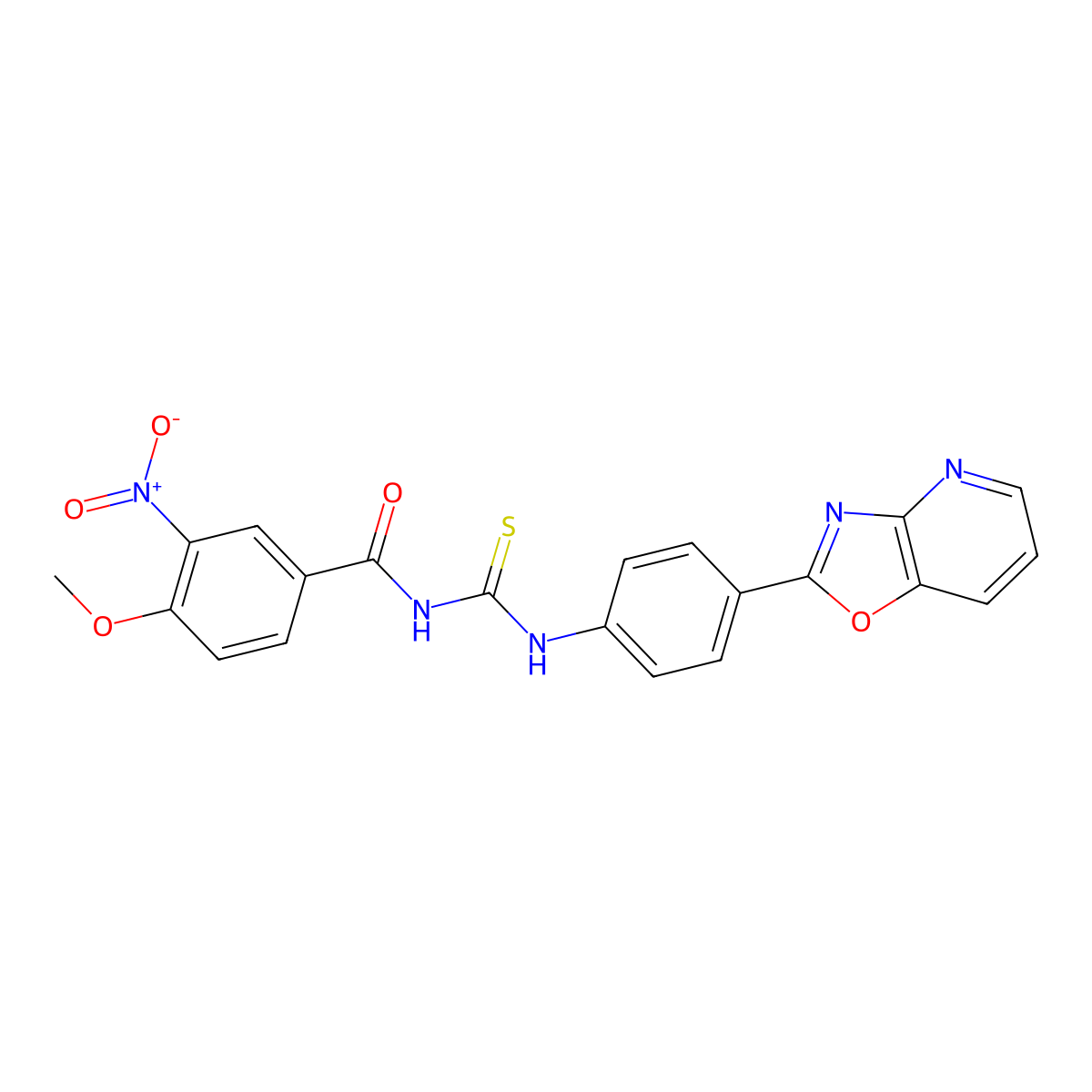 4-methoxy-3-nitro-N-[[4-([1,3]oxazolo[4,5-b]pyridin-2-yl)phenyl]carbamothioyl]benzamide molecular structure, CAS 428486-74-2