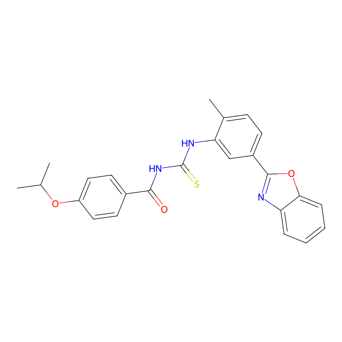N-[[5-(1,3-benzoxazol-2-yl)-2-methylphenyl]carbamothioyl]-4-propan-2-yloxybenzamide molecular structure, CAS 428486-80-0