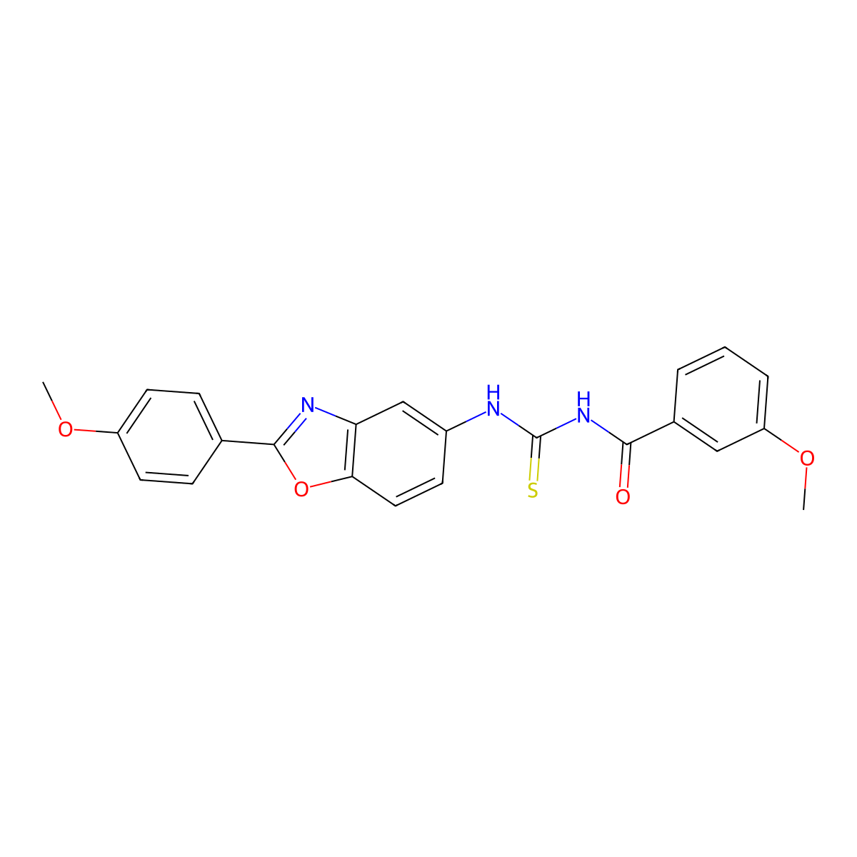 3-methoxy-N-[[2-(4-methoxyphenyl)-1,3-benzoxazol-5-yl]carbamothioyl]benzamide molecular structure, CAS 428486-86-6