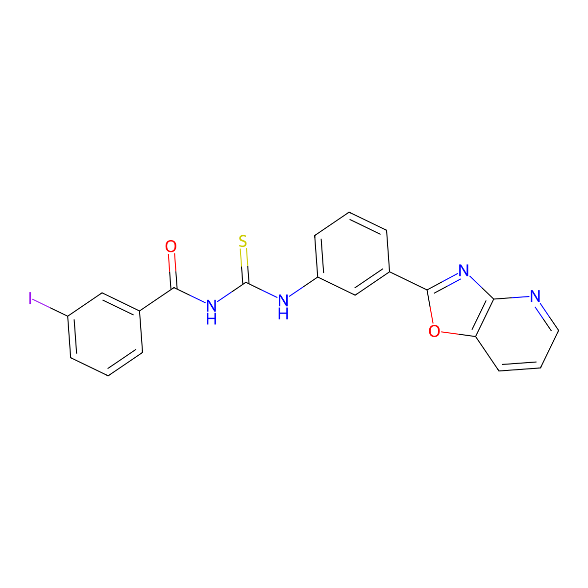 3-iodo-N-{[3-([1,3]oxazolo[4,5-b]pyridin-2-yl)phenyl]carbamothioyl}benzamide molecular structure, CAS 428486-89-9